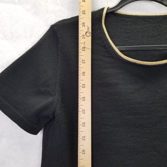 Le Troupe Tricot Maglia Top Womens Small Merino Wool Black Gold Italian Knitwear - Picture 11 of 13